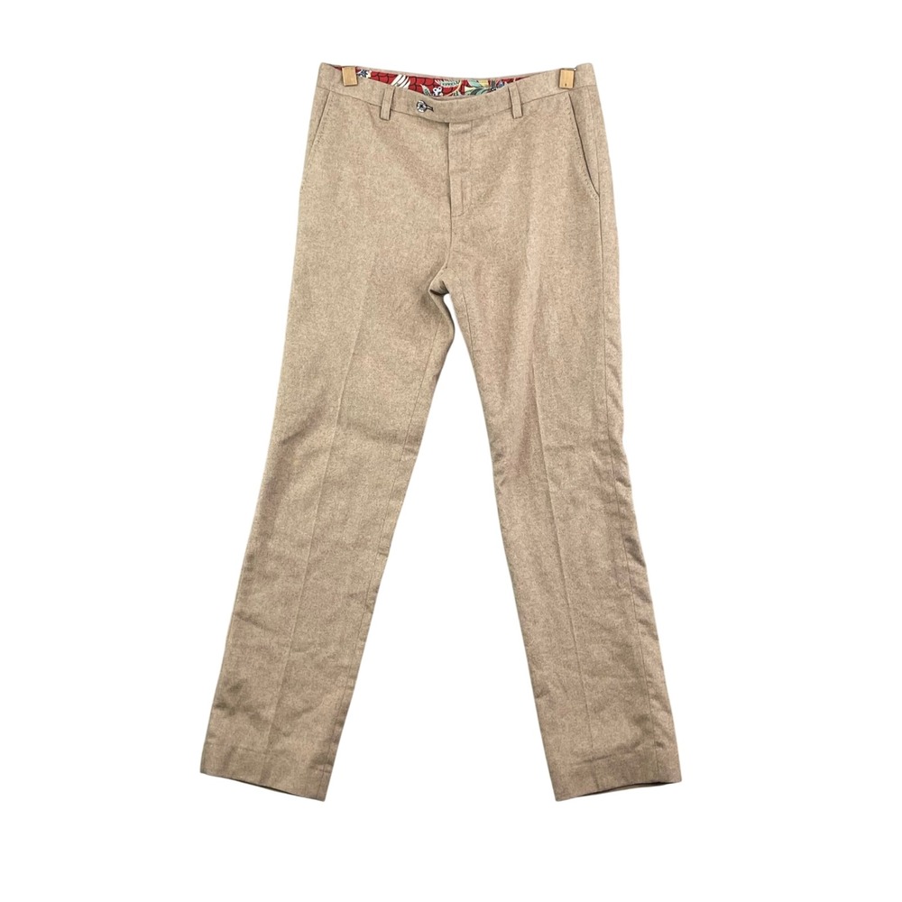 Ted Baker Dress Pants Mens‎ 30x28 Tan Wool Blend Flat Front Tapered Corpcore